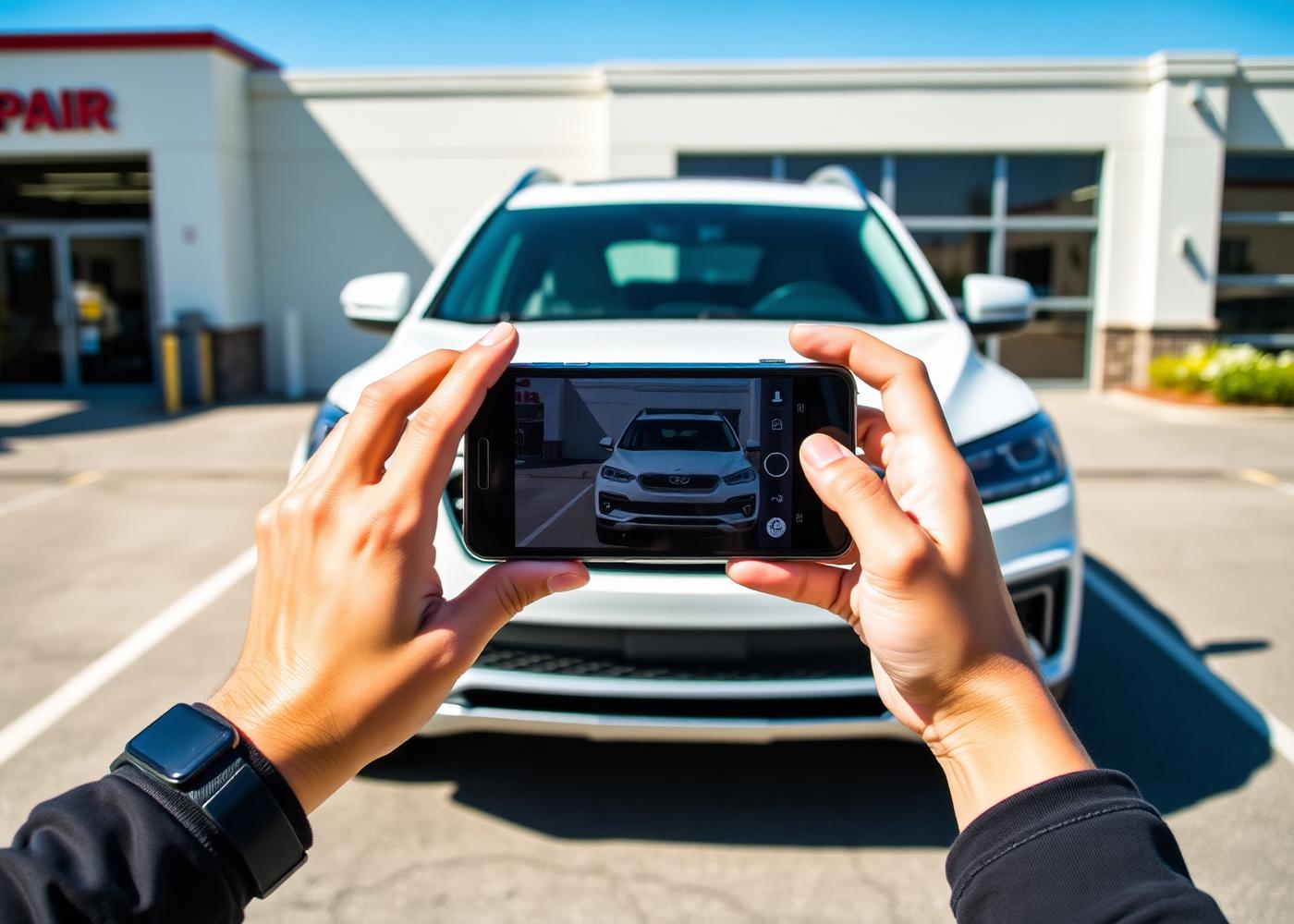 Technician photographing a vehicle for a CARCO insurance inspection